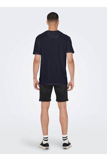 Only & Sons O Neck Plain Navy Blue Men's T-shirt22025286_onsperry Life Reg Leaf Ss
