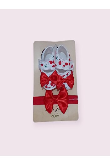 Defne Baby Girl Fruity Bow Booties and Bandana Set