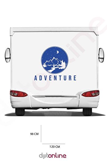 Dijitonline Autocolant aventura rulote - Autocolant compatibil pentru munte și pădure - Autocolant pentru lună și stea - 120x98 cm