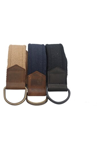Anatolia Unisex 3 τεμαχίων δερμάτινη λεπτομερής μαύρη μπλε μπλέ μαύρη διπλή ζώνη με δακτύλιο D υφαντό Tactical Sports Denim Canvas Tote Belt