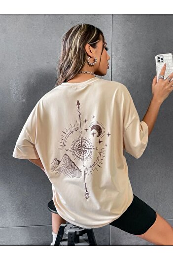 BENROMA Pusula Baskılı Oversize Unisex Tişört