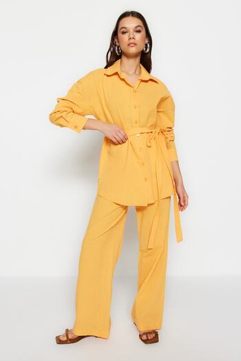 Trendyol Collection Orange Woven Tied Lower-Upper Set TWOSS23AU00072