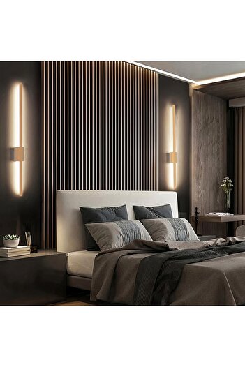 LIGHTMORE Modern Dekoratif Kılıç Led Duvar Aplik 70 Cm Bronz Profil (dikdörtgen Rozanslı) 4000k Gün Işığı
