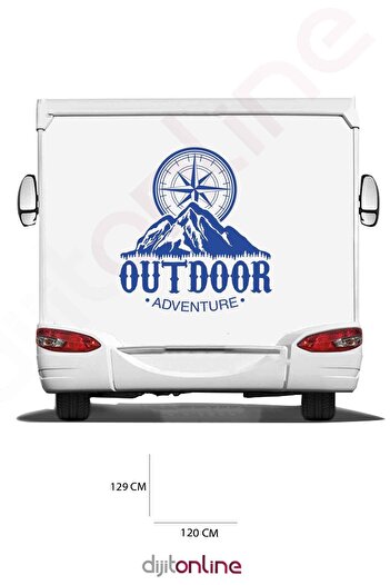 Dijitonline Autocolant busolă pentru rulotă - Autocolant aventură - Autocolant munte - 120x129 Cm
