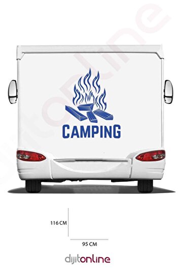 Dijitonline Autocolant Camping Caravană - Autocolant Foc - 95x116 Cm