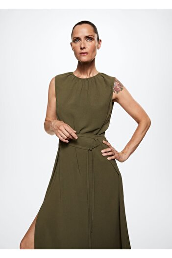 MANGO Woman Belted Woven Dress