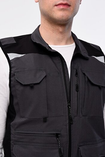 Uniprom Γιλέκο εργασίας Lycra Madrid Model 10 Pockets Summer Smoked