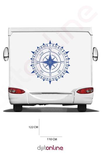 Dijitonline Autocolant pentru Rulotă - Autocolant Busolă - 110x122 Cm