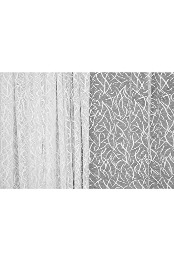 AKÇA TEKSTİL Bush Model White Color Single Wing Ready-made Planted Pleated Background Curtain 300*260 Cm