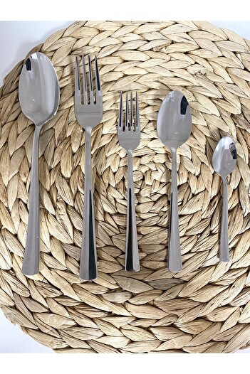 FAYA HOME Yiğitsan Şehzade Marmaris 60 Pieces 12 Person Fork and Spoon Set 18/10 Stainless Steel