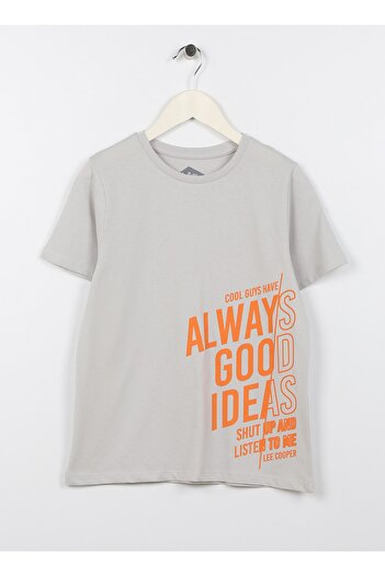 Lee Cooper Ανδρικό μπλουζάκι απλό γκρι 232 Lcb 242007 Circle Grey