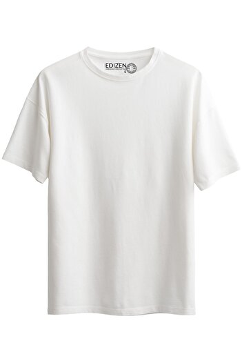 Edizen Super Premium Basic Oversize Λευκό T-shirt Unisex 100% Βαμβάκι