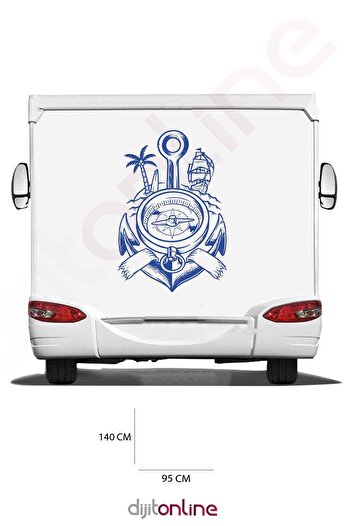 Dijitonline Autocolant busolă pentru rulotă - Autocolant ancoră - Autocolant palmier - 95x140 Cm