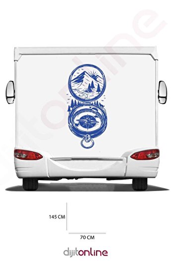 Dijitonline Autocolant busa pentru rulotă - Autocolant munte - Autocolant soare - Autocolant camping - 70x145 Cm