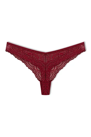 HNX Burgundy Lace String Thong Panties