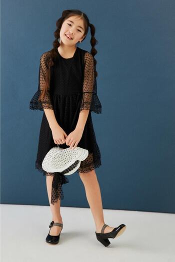 Perendi Girl's Dress - Hat and Belt Detailed