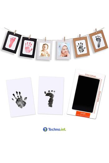 Technojet 1pcs Baby Hand Footprint Souvenir Set Ink Non-Contact Non-Toxic Newborn Compatible