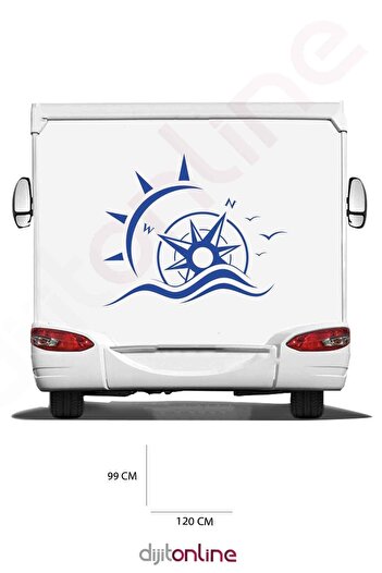 Dijitonline Autocolant busolă pentru rulotă - Autocolant Wave - Autocolant pasăre - 120x99 Cm