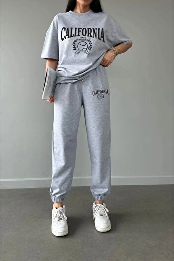 Machetta Plus Size Summer California Tennis Printed Oversize Bottom Top Tracksuit Set