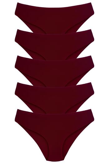 HNX 5-Piece Interlock Fabric Laser Cut Seamless Non-Marking Slip Women's Panties