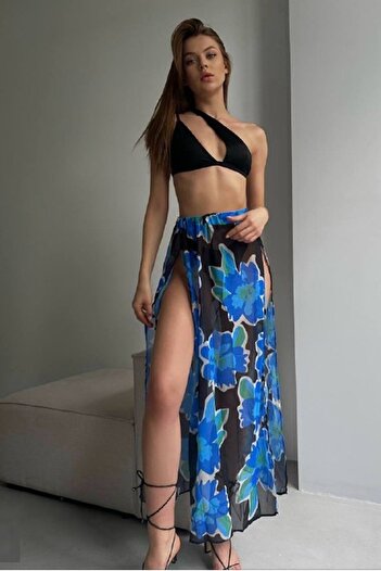 lovebox Women's Patterned Black-Blue Pareo 9574