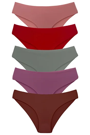 HNX 5-Piece Interlock Fabric Laser Cut Seamless Non-Marking Slip Women's Panties