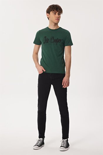 Lee Cooper Ανδρικό Πράσινο T-Shirt - Drawinglogo, O-Neck