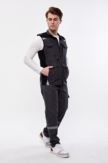 Uniprom Γιλέκο εργασίας Lycra Madrid Model 10 Pockets Summer Smoked