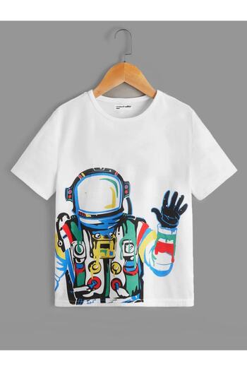 Machetta Hello Astronaut Printed Oversize Crew Neck White dětské tričko