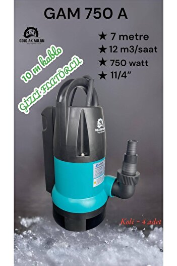 Gold Ak Milan Gam-750a Kirli Su Gizli(içten) Flatörlü 750 Watt 1 Hp 220v Drenaj Dalgıç Pompa