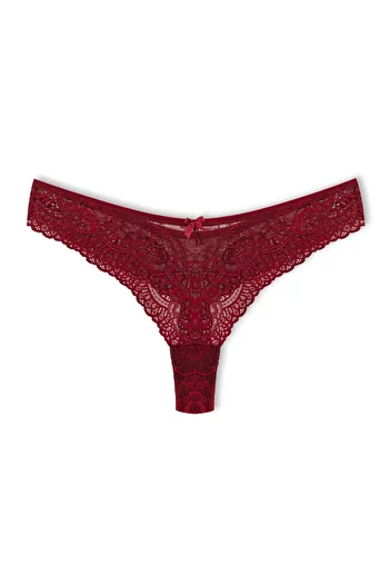 HNX Burgundy Lace String Thong Panties
