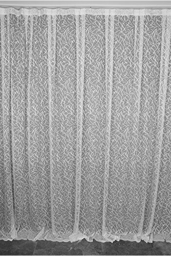 AKÇA TEKSTİL Bush Model White Color Single Wing Ready-made Planted Pleated Background Curtain 300*260 Cm