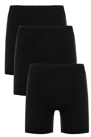 TOLIN Men's Black Single Jersey Shorts Boxers - Pack of 3, 100% Cotton, 416s Model