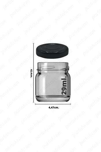 parlakcam 3 Black Mini Jars - Glass, Food, Wedding and Henna Confectionery, Sample 29ml