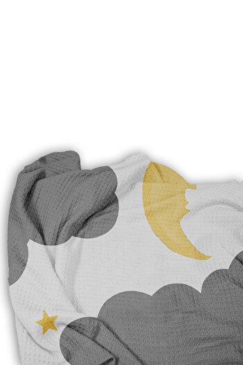 HOMESSA Cute Teddy Bear Patterned Single Pique (With Pillow Case)