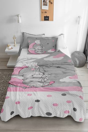 HOMESSA Cute Elephant Patterned Single Pique Pillow Case