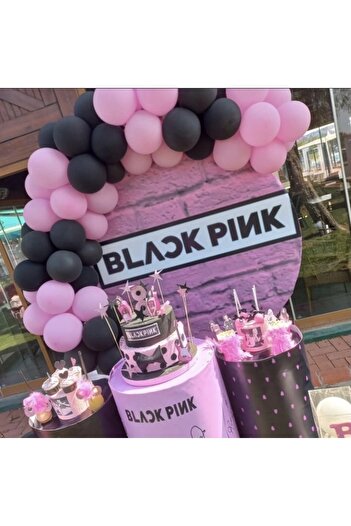 Deniz Party Store Black Pink Birthday Pastel Black Pink Balloon Chain Set