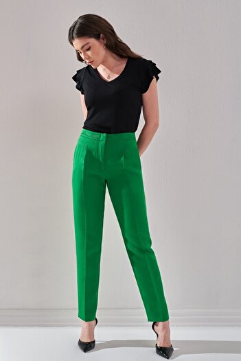 Ekol Women's High Waist Trousers 4044 Green