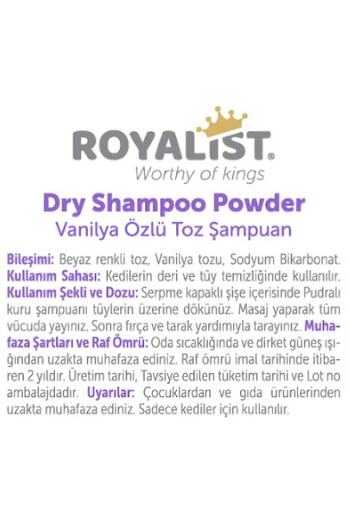Royalist Parabensiz Kediler Için Vanilyalı Kuru Toz Şampuan 150 Gr- Sürpriz Hediyeli