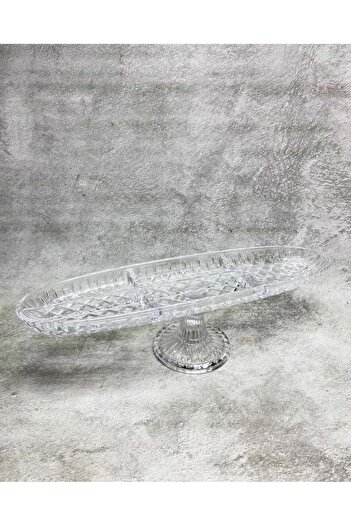 Jenisa Handmade Glass Cage 6 Compartment Boat Footed Serving Plate 41x12 Cm