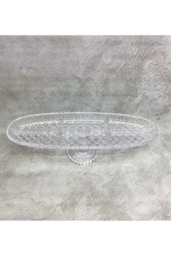Jenisa Handmade Glass Cage 6 Compartment Boat Footed Serving Plate 41x12 Cm
