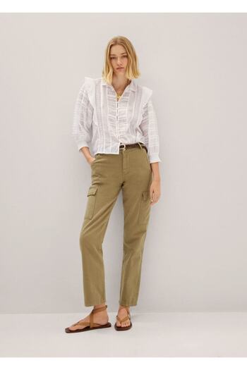 MANGO Woman Lace Piece Cotton Blouse