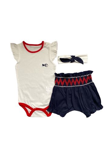 Necix's Fishy Marine Pattern Banded Shorts and Snap Fastener Badi Baby Set