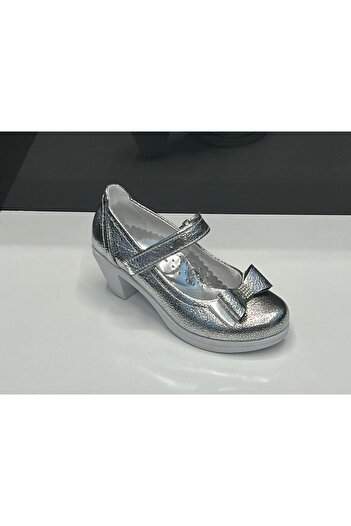 Sare Çocuk Giyim Girl's Gray Heeled Orthopedic Evening Dress Shoes