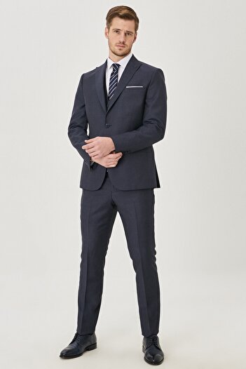 ALTINYILDIZ CLASSICS Men's Anthracite Slim Fit Slim Fit Patterned Suit with Vest