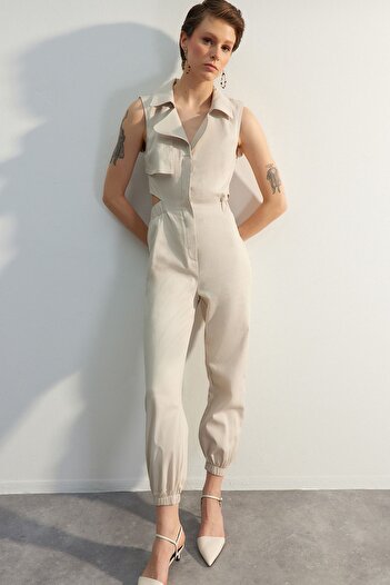 Trendyol Collection Limited Edition Stone Window Detailed Maxi Woven Jumpsuit TWOSS23TU00169