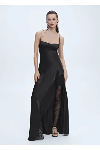 MANGO Woman Satin Dress with Chest Corset