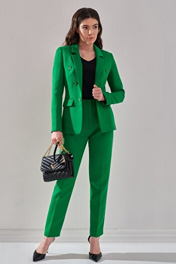 Ekol Women's High Waist Trousers 4044 Green