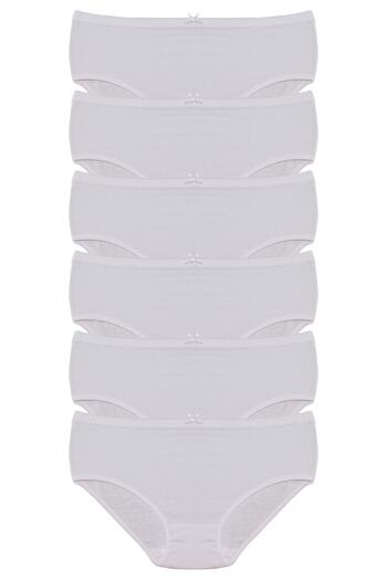 Onurel Girl's White Ribbed Bato Panties 6-Piece