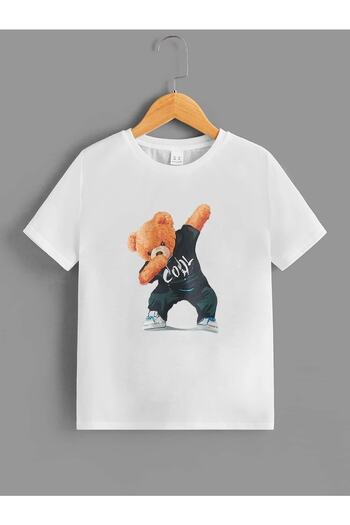 LePold Crew Neck Cool Teddy Bear Printed Girl/Boy T-Shirt